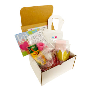 
            
                Load image into Gallery viewer, celebration craft box filled with all the provided dollie &amp;amp; me crafting materials to create for american girl dolls
            
        